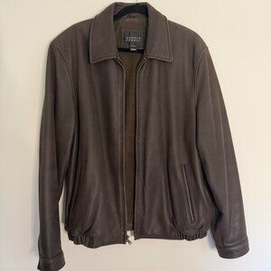 Harold Powell Full Zip Leather Jacket Bomber Vintage Classic - Large